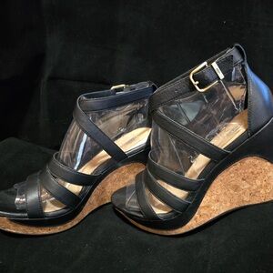 UGG Black Wedge Sandals with Glossy Straps *Worn Once*